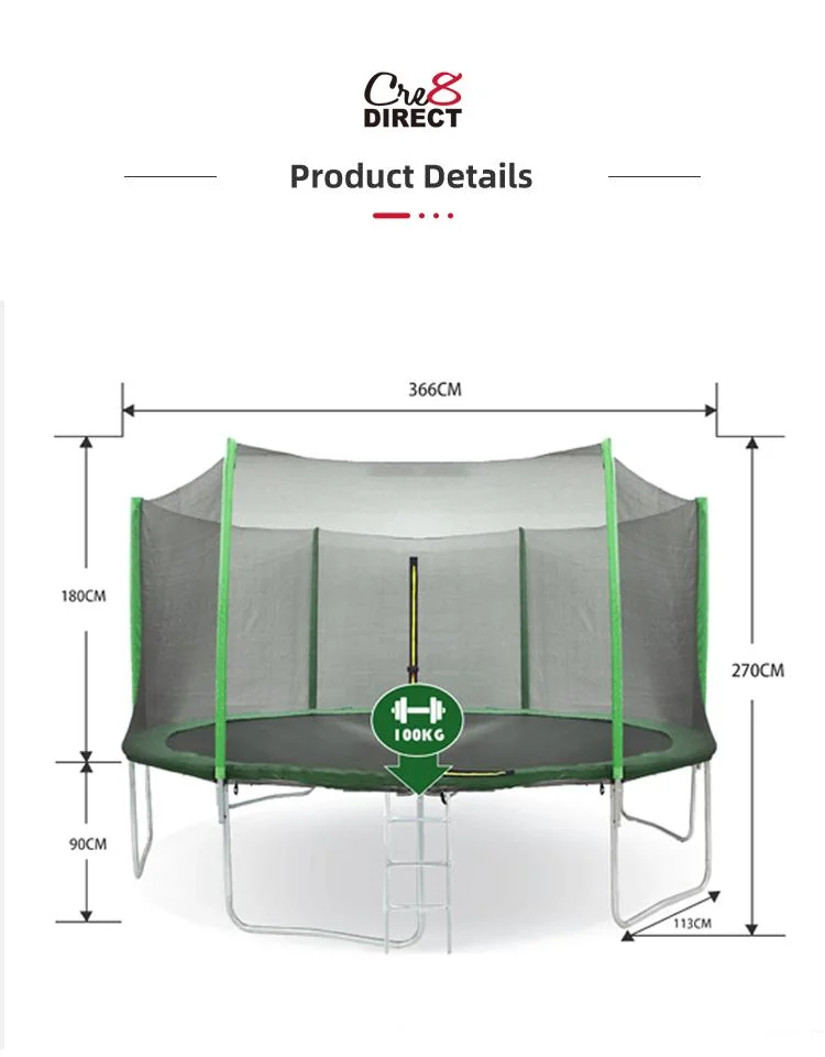 12FT Outdoor Kids Jumping Trampoline Garden Trampoline for Family